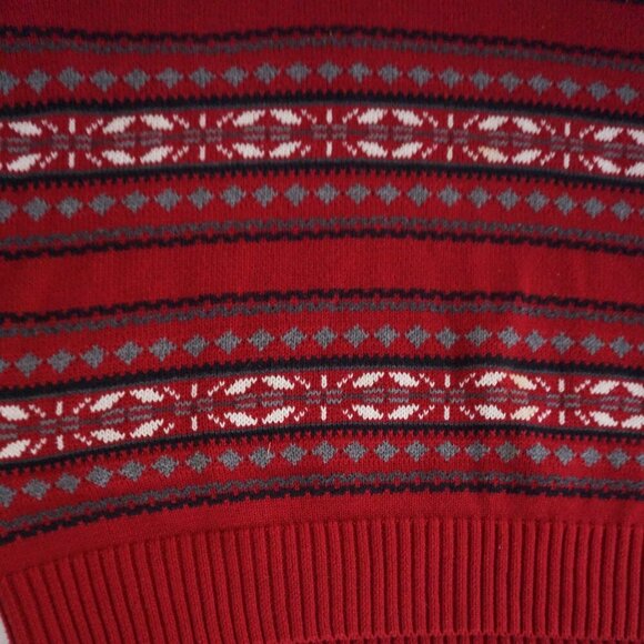 90s Dockers Maroon Black Eclectic Grandpa 100% Cotton Knit Crewneck Sweater L - Picture 7 of 9